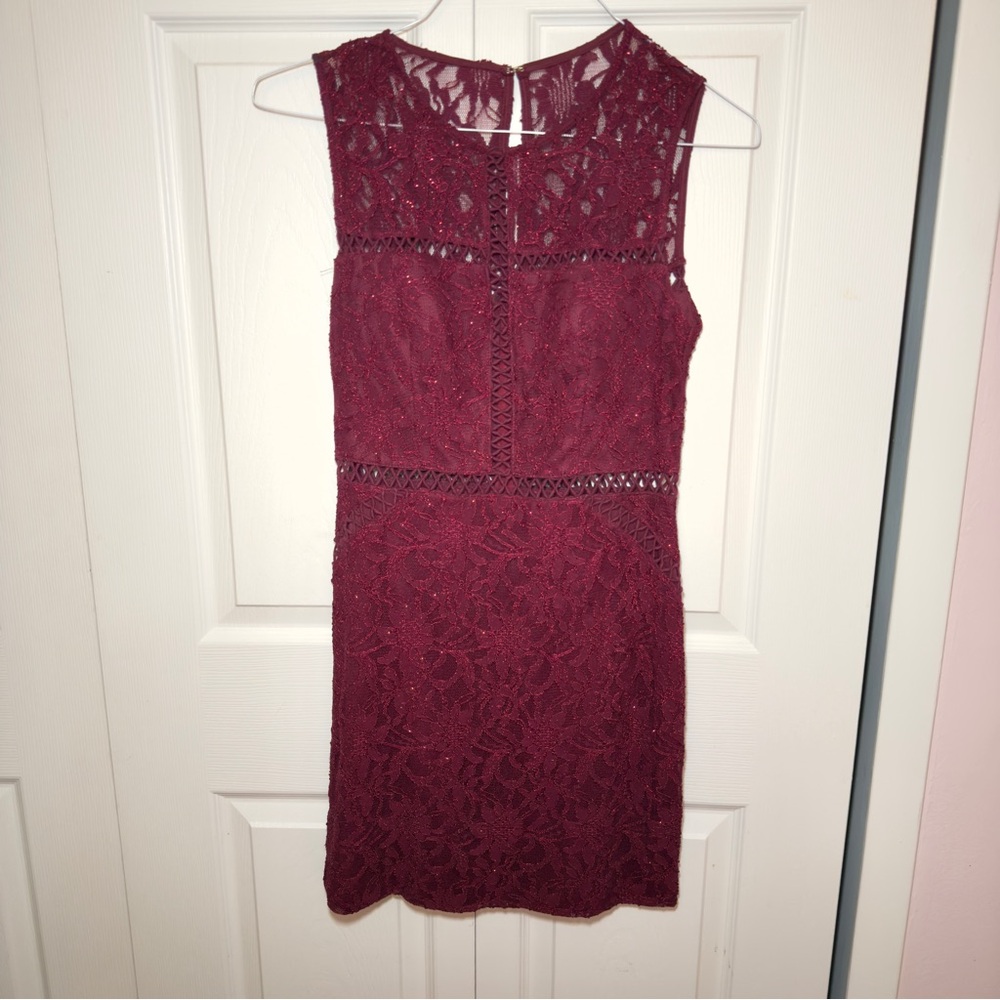 Elegant Lace Burgundy Dress